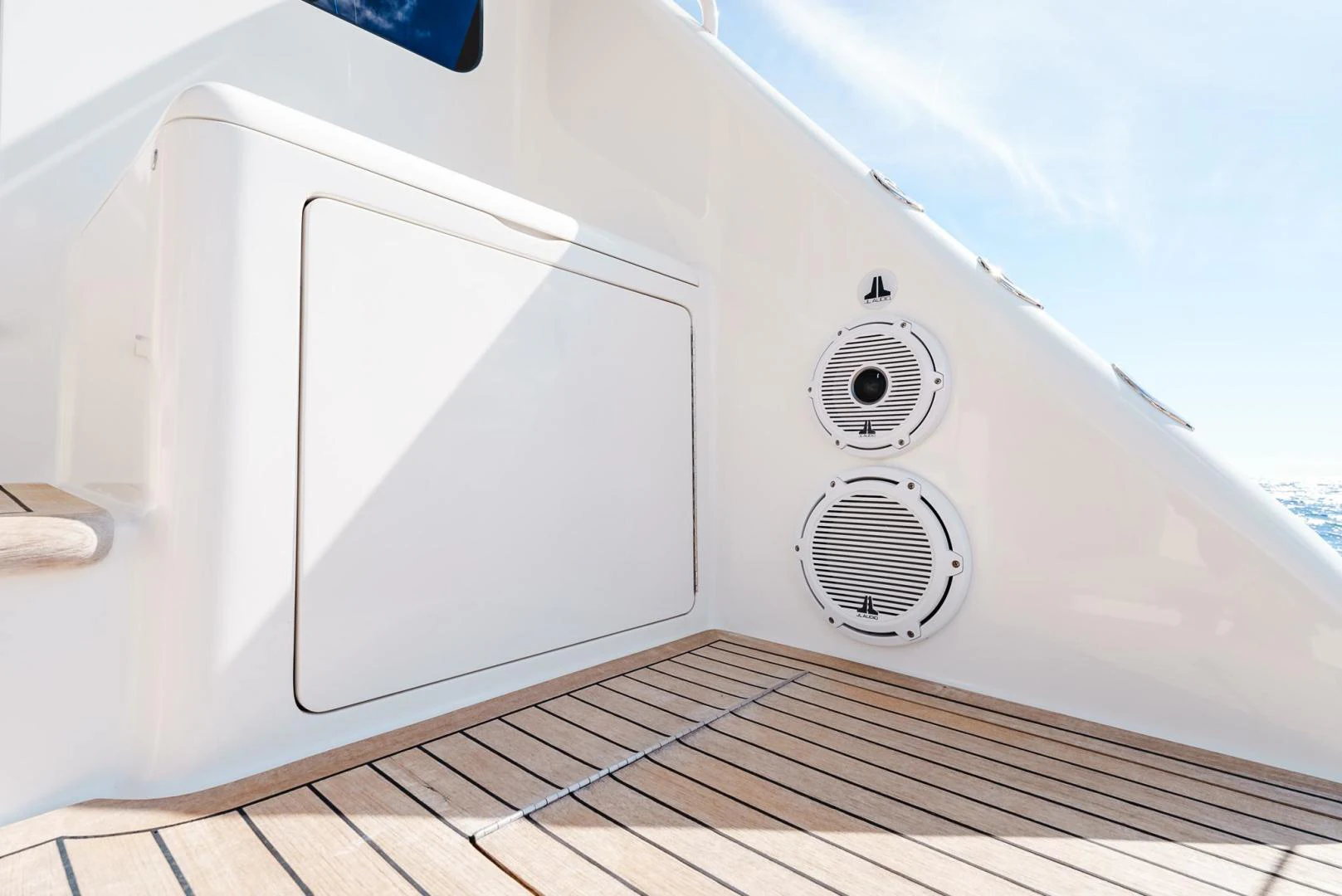 a white rectangular object with a silver knob aboard PANACEA Yacht for Sale