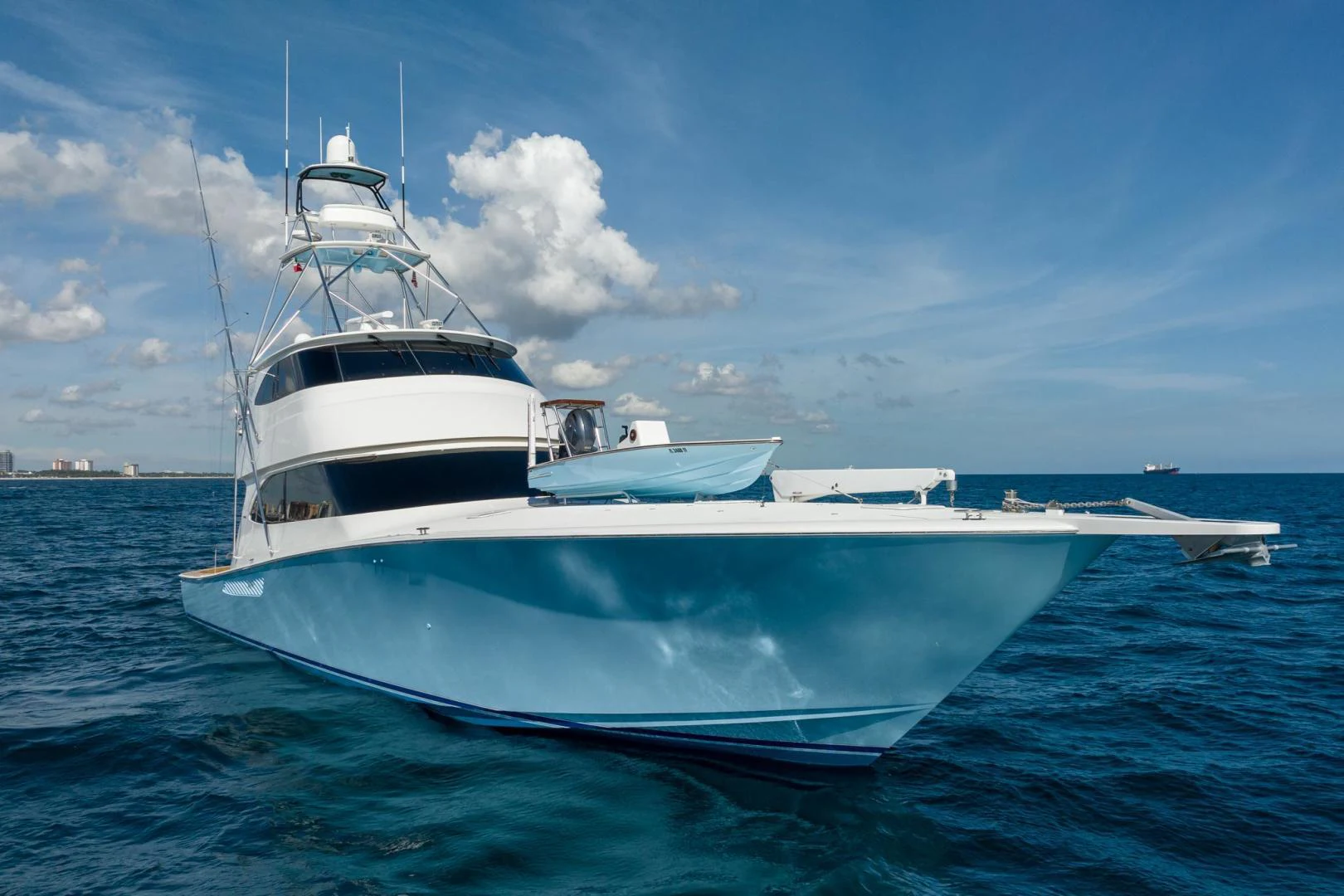 a white boat on the water aboard PANACEA Yacht for Sale