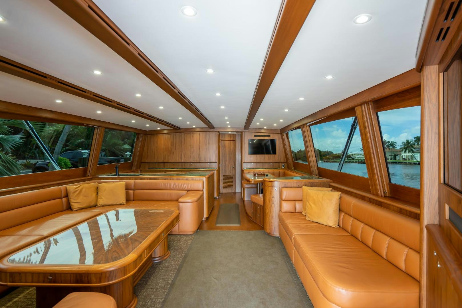 a large room with a large window aboard TANGAROA Yacht for Sale