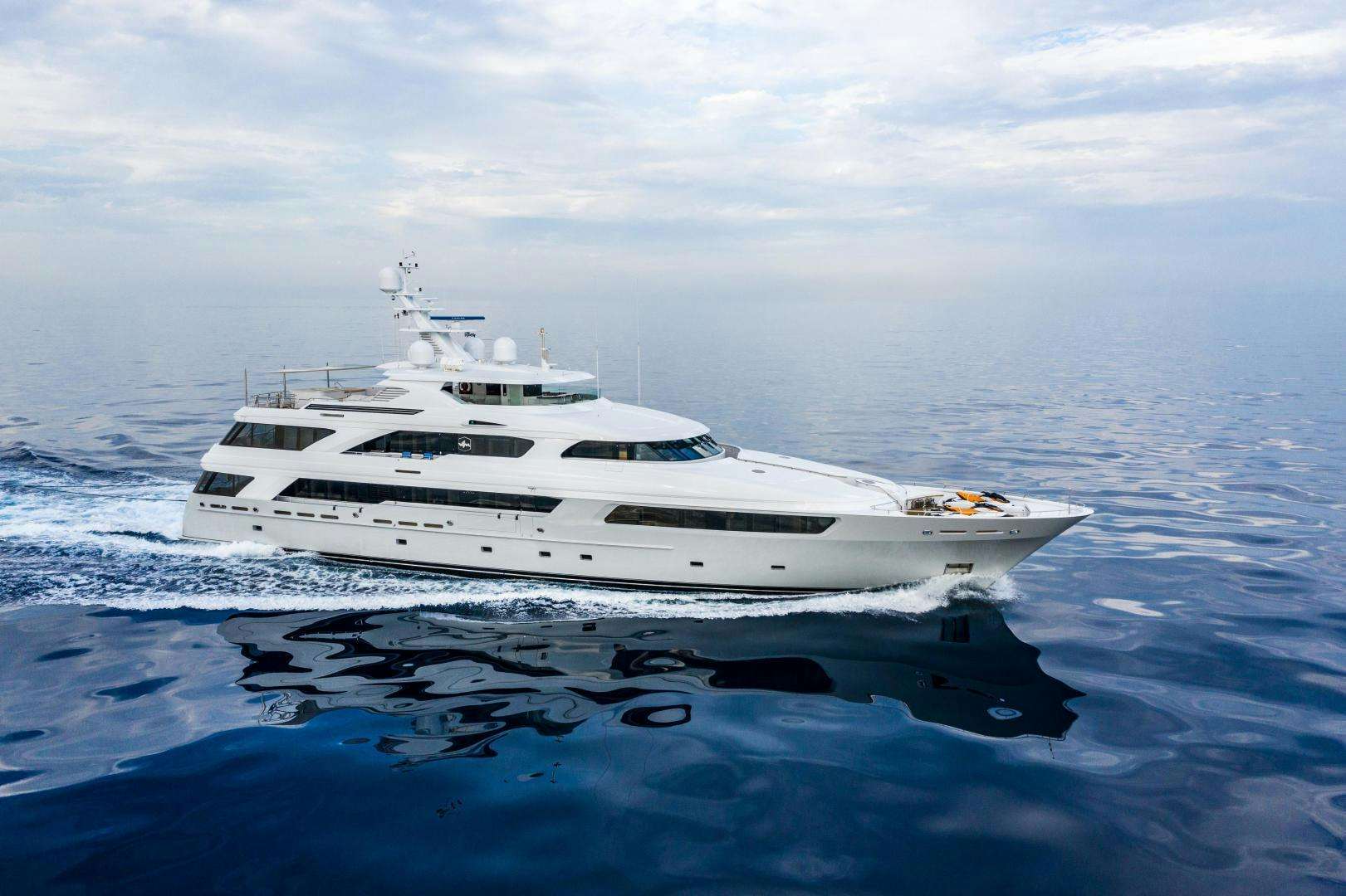 a white yacht in the water aboard VICTORIA DEL MAR Yacht for Sale