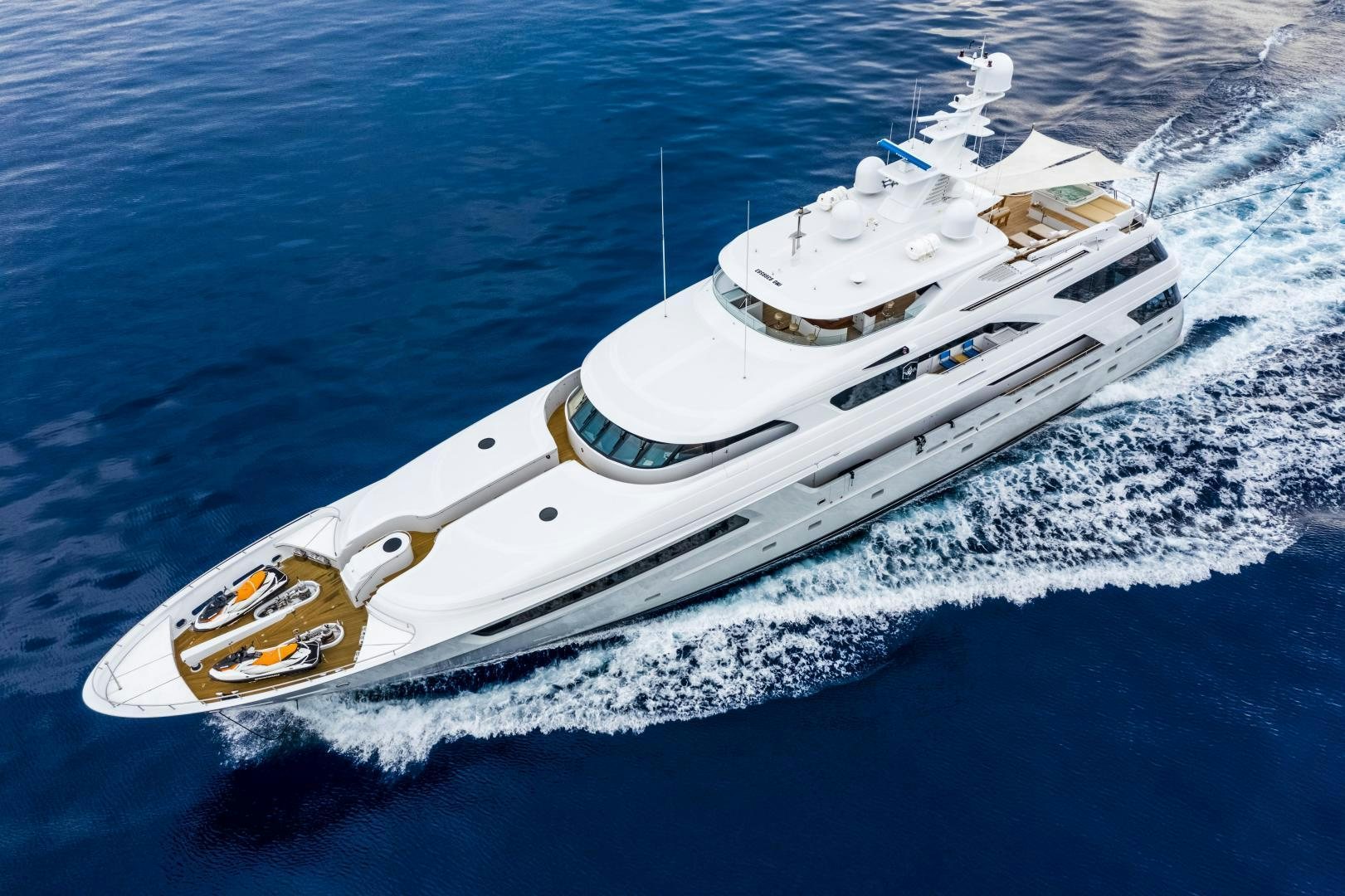 a ship in the water aboard VICTORIA DEL MAR Yacht for Sale