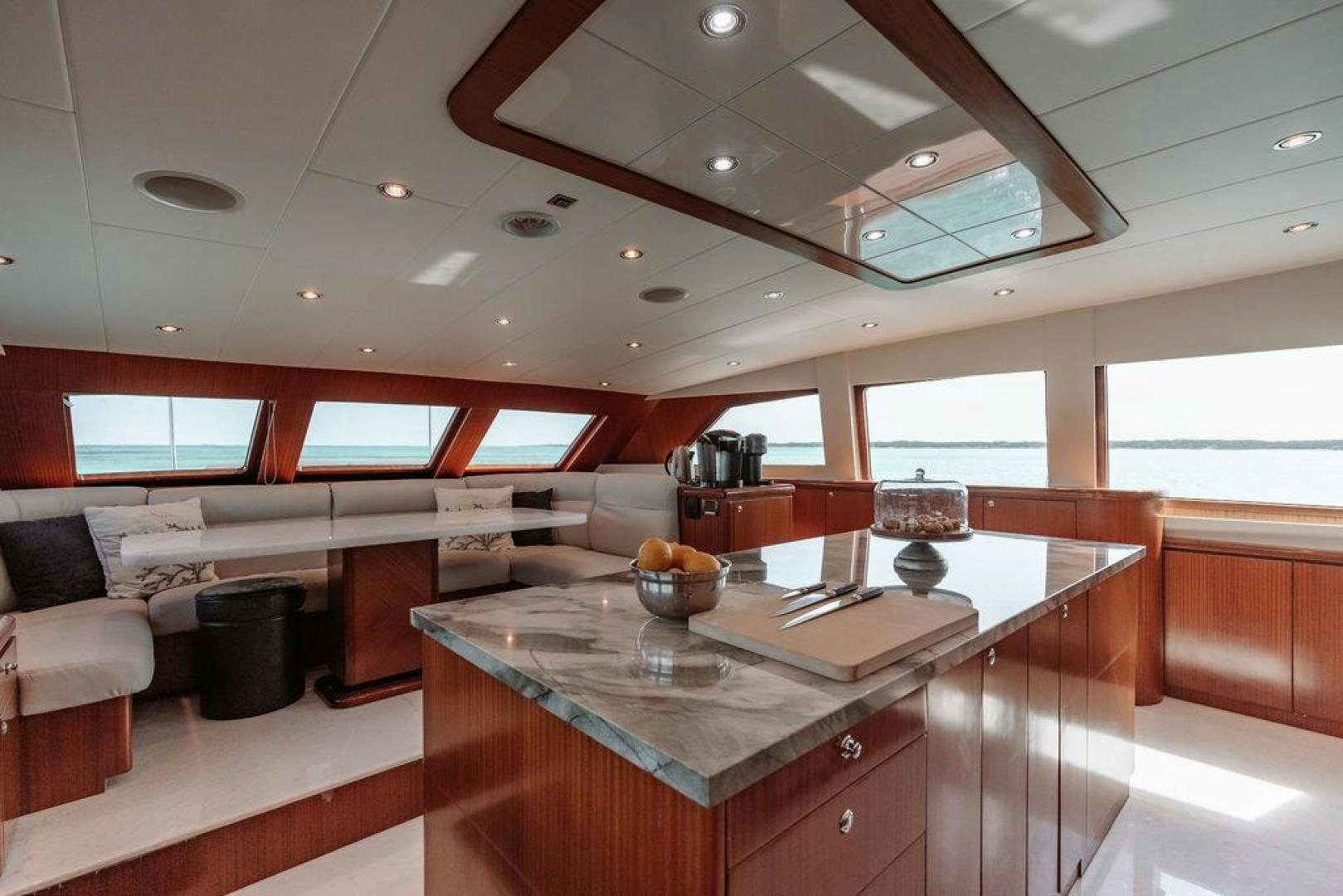 a kitchen and living room aboard BEACHFRONT Yacht for Sale