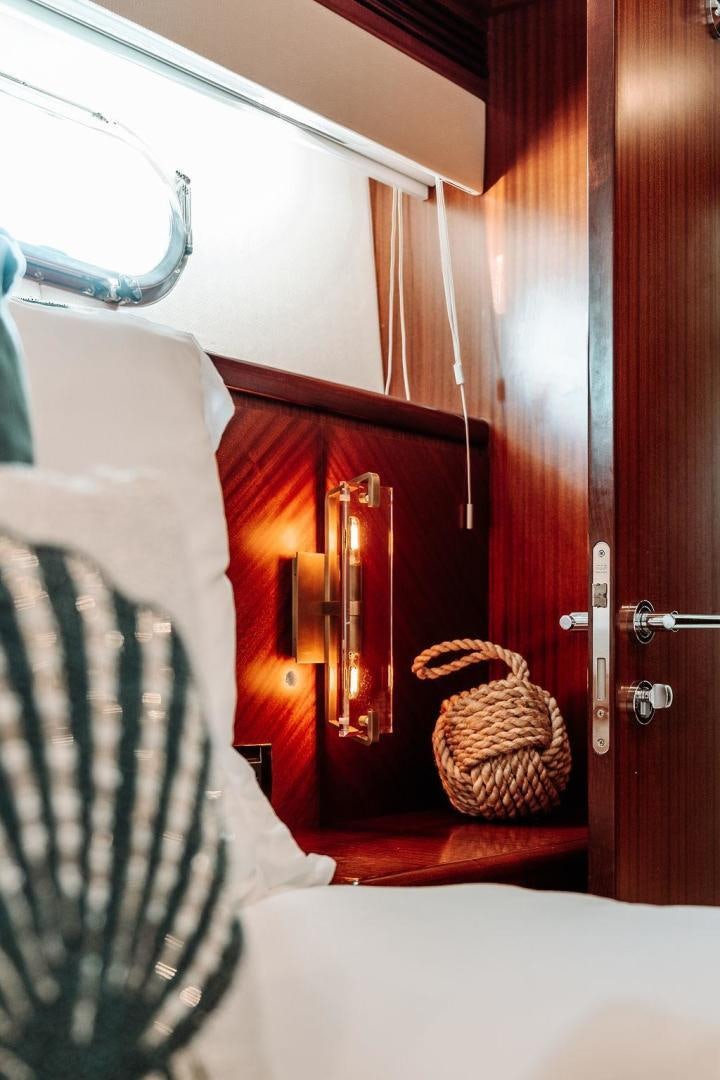 a red door with a basket aboard BEACHFRONT Yacht for Sale