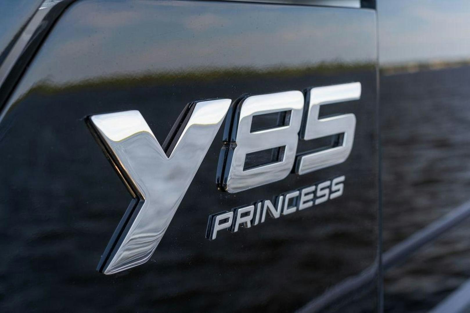 a logo on a car aboard HIDEOUT Yacht for Sale