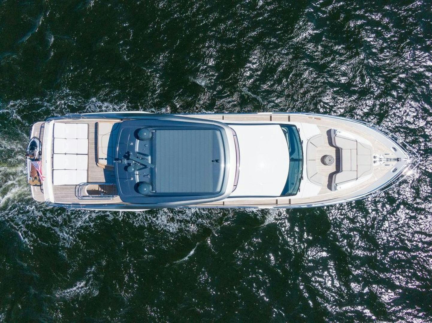 a high angle view of a space ship aboard HIDEOUT Yacht for Sale