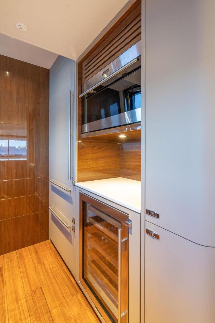 a kitchen with a large oven aboard HIDEOUT Yacht for Sale