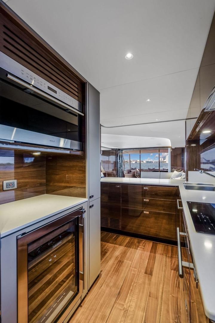 a kitchen with a large oven aboard HIDEOUT Yacht for Sale