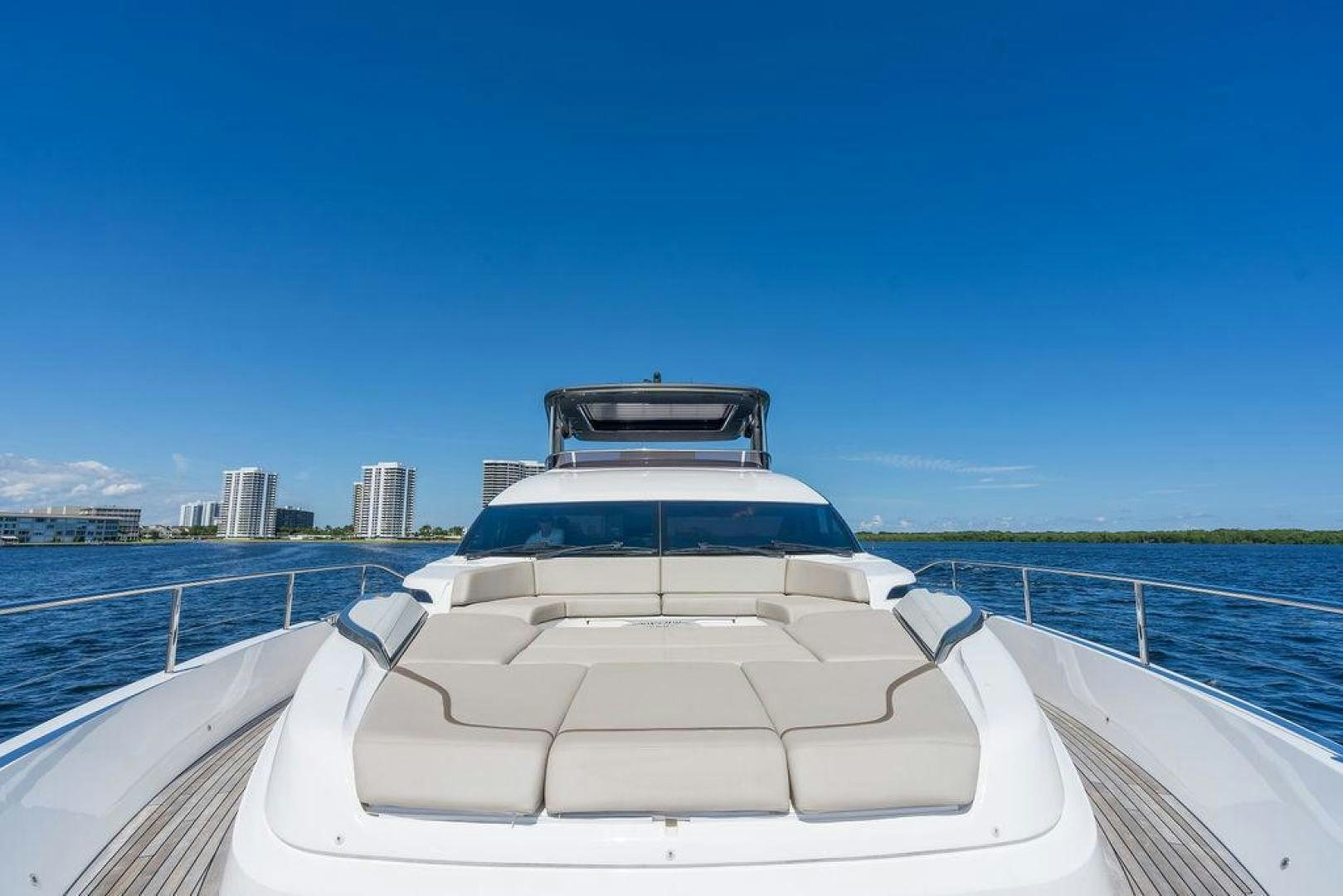 a white car on a boat aboard HIDEOUT Yacht for Sale
