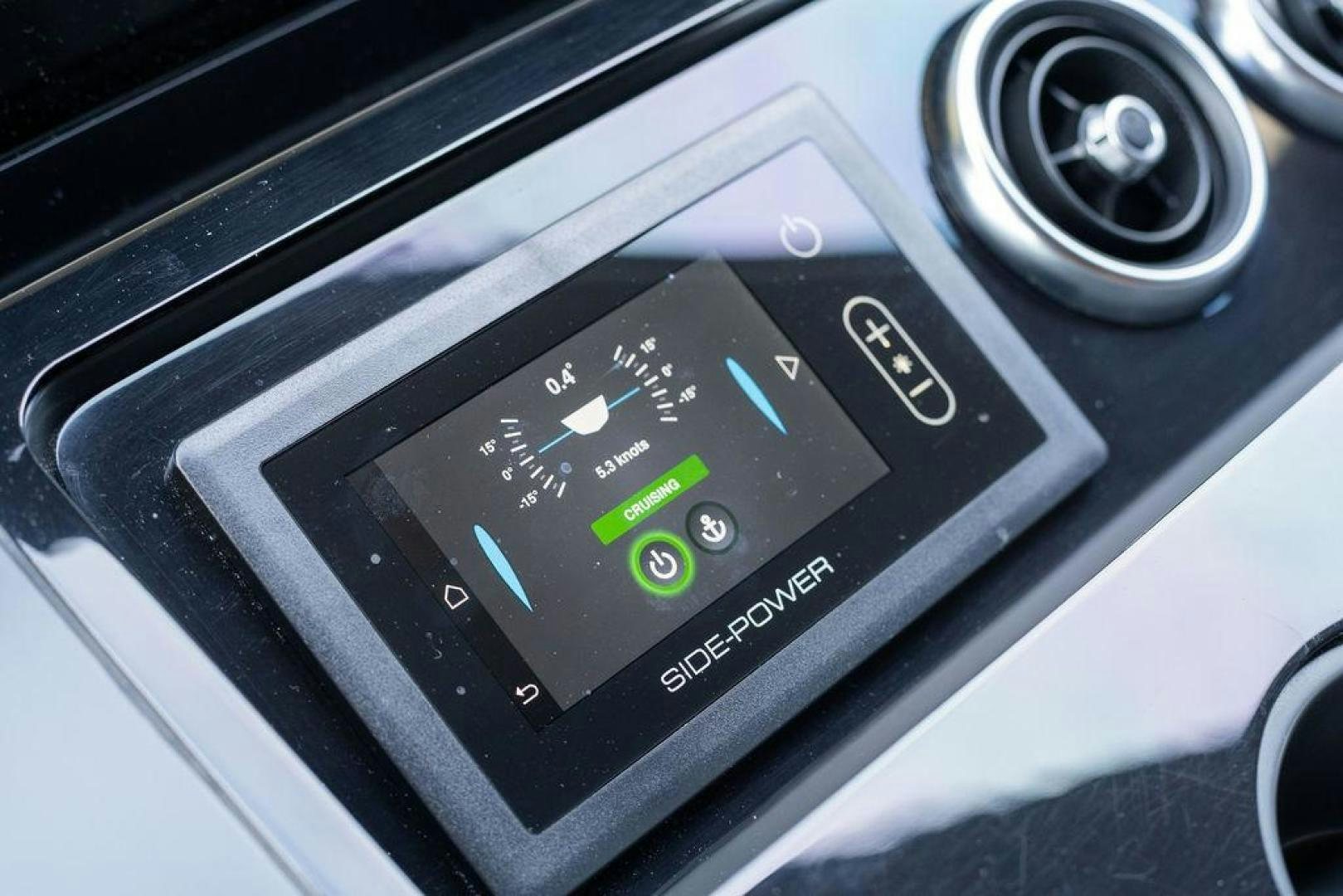 a close-up of a car dashboard aboard HIDEOUT Yacht for Sale