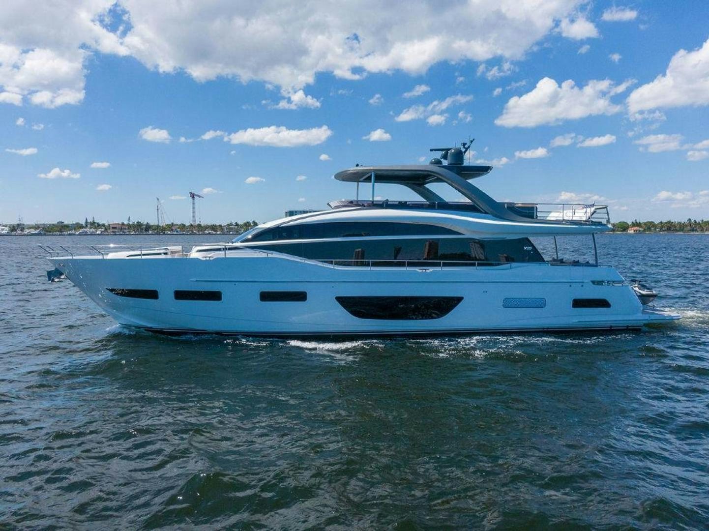 a white boat in the water aboard HIDEOUT Yacht for Sale
