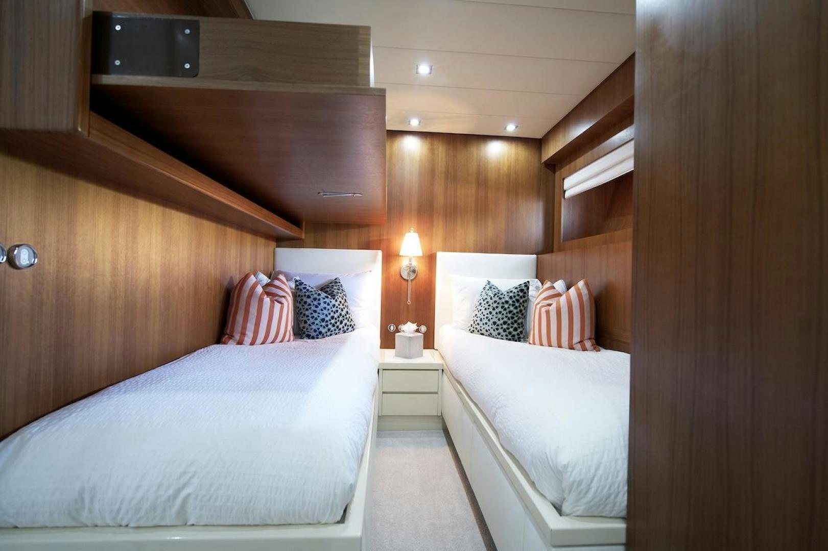 a room with two beds aboard U WISH Yacht for Sale