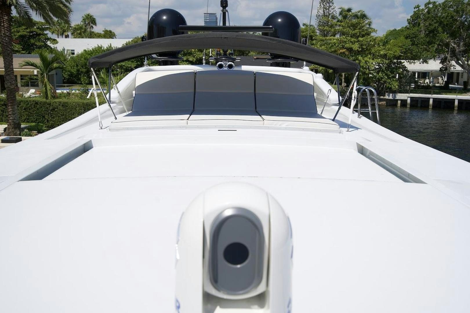 a white car with a speaker on top of it aboard U WISH Yacht for Sale