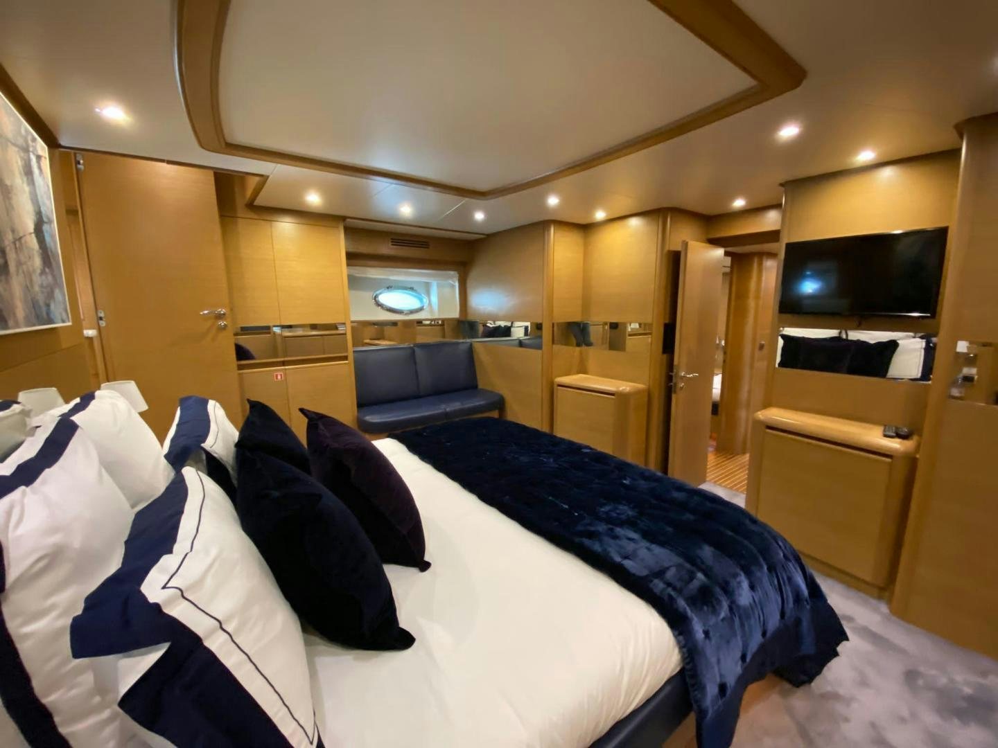 a large hotel room aboard MOKI Yacht for Sale