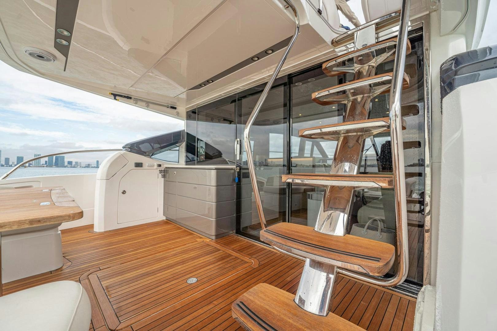 a room with a large shelf aboard COCOON Yacht for Sale