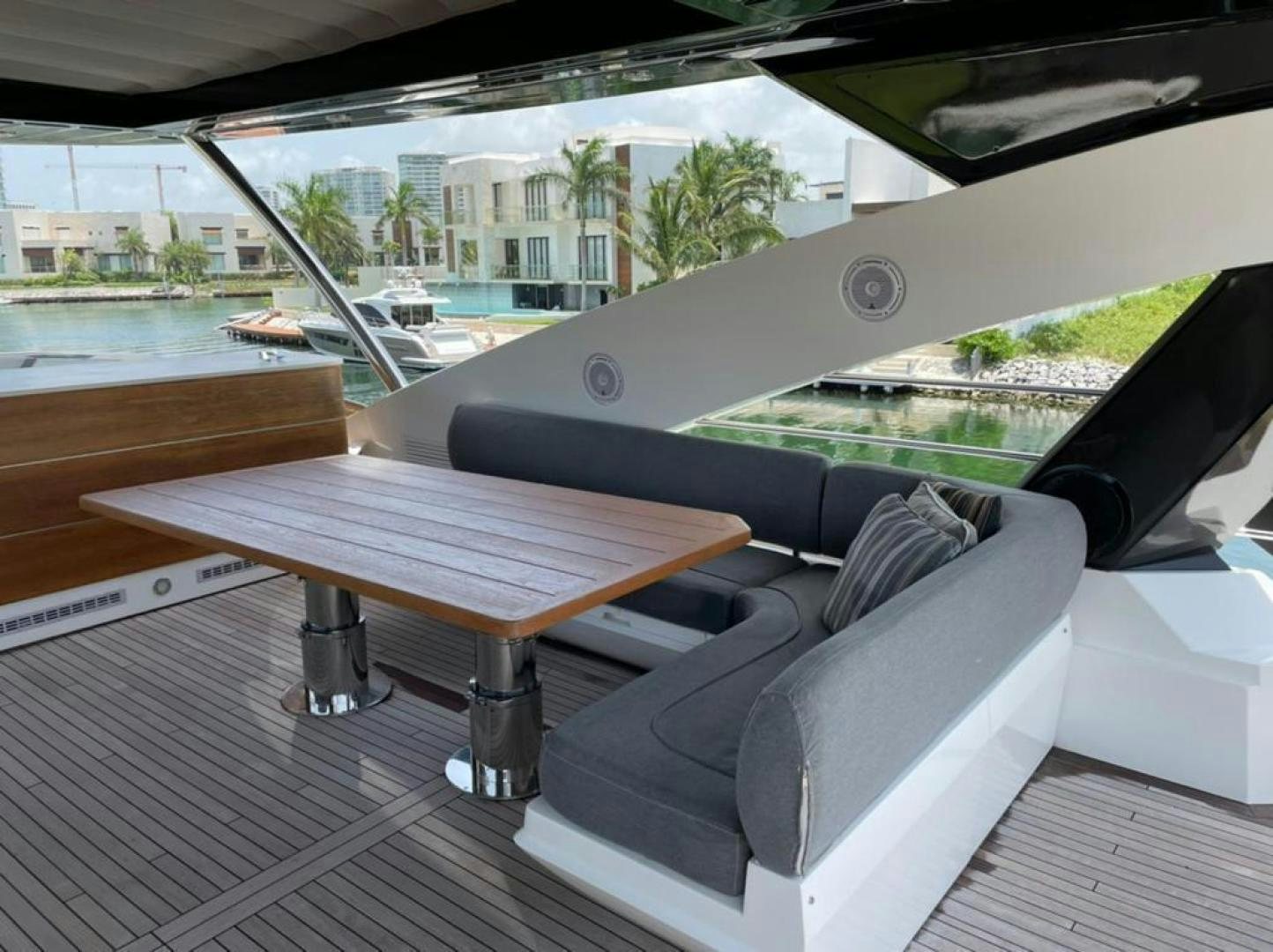 a pool table and a couch aboard RIII Yacht for Sale