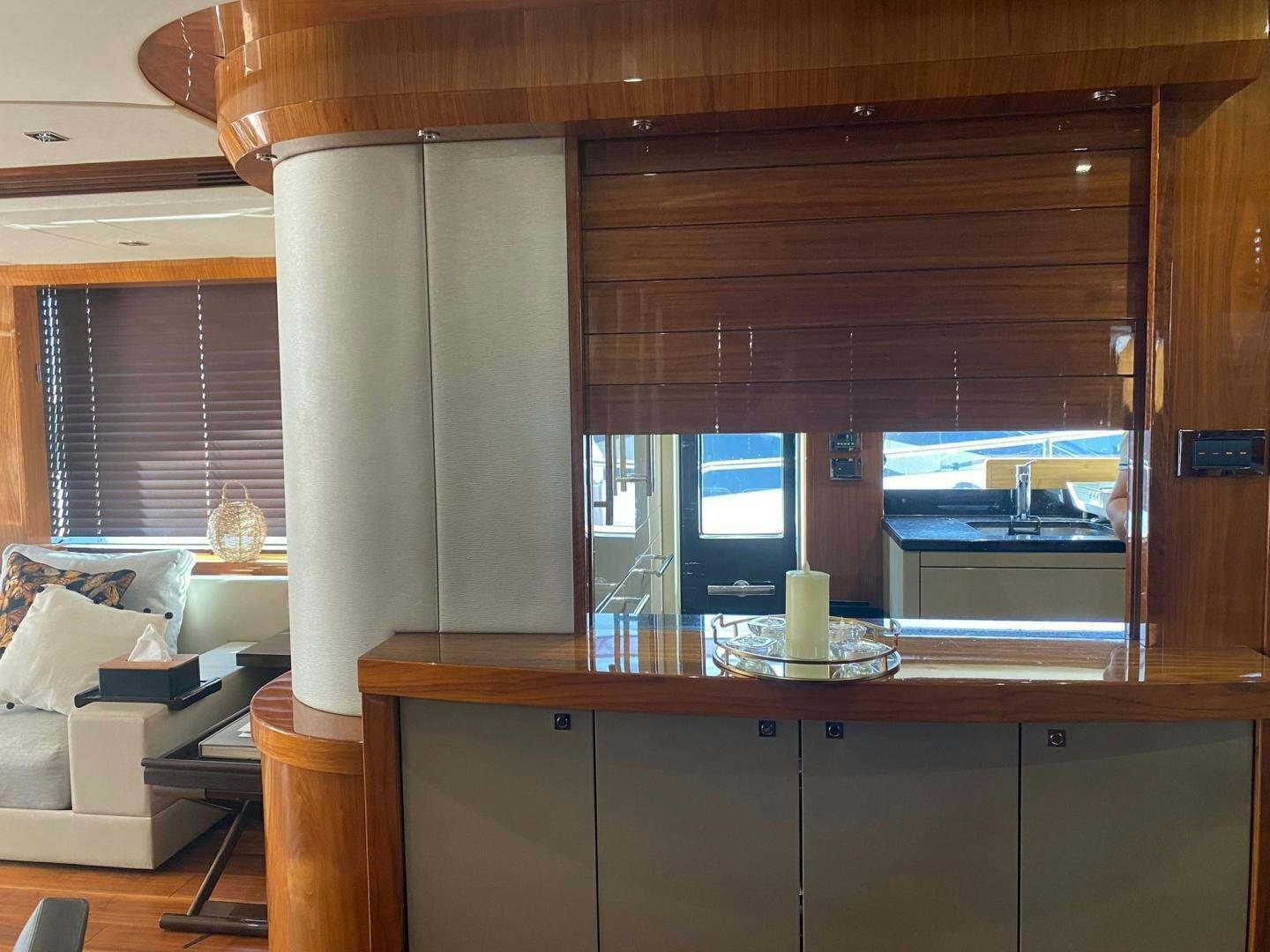 a room with a table and a window aboard RIII Yacht for Sale