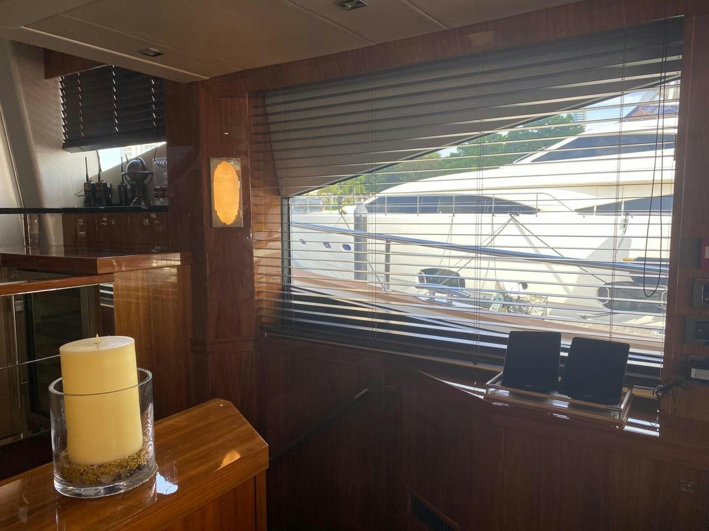 a glass of beer on a table aboard RIII Yacht for Sale
