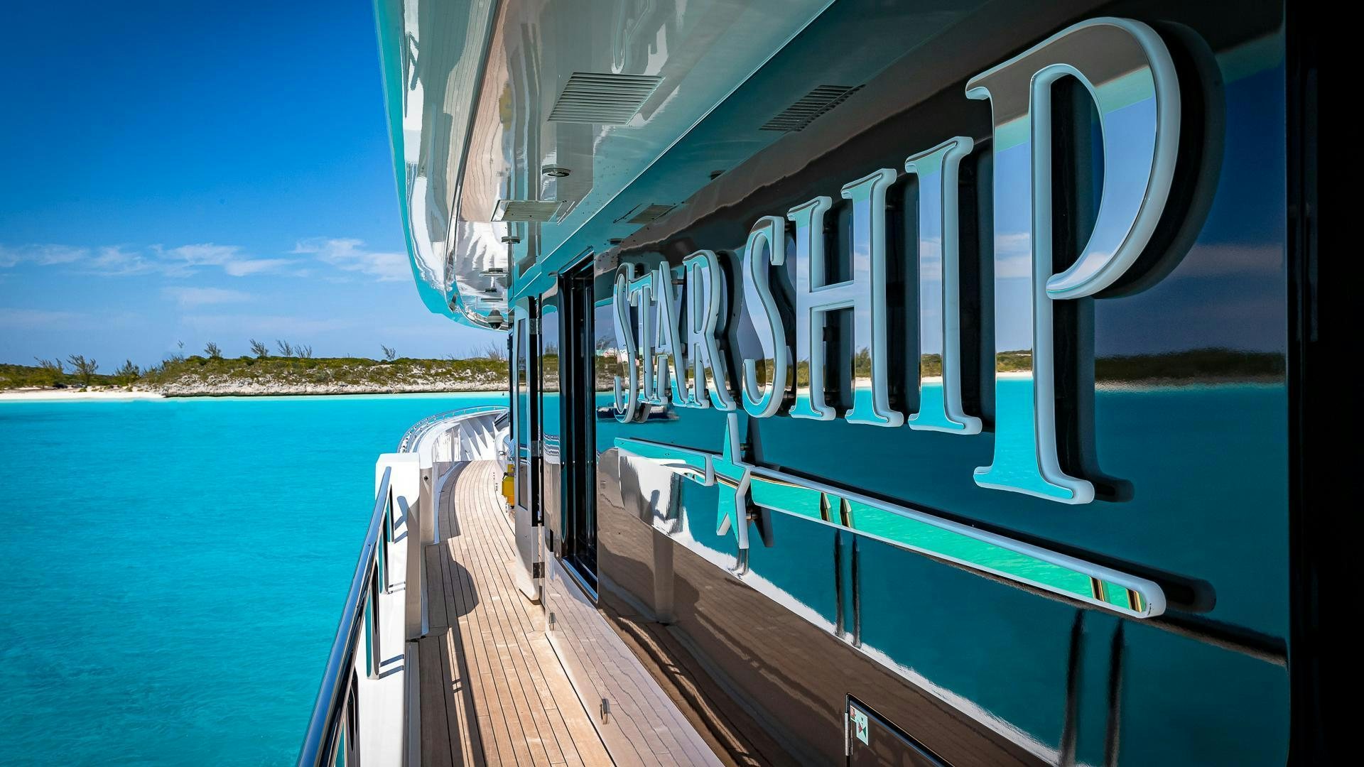 a boat on the water aboard STARSHIP Yacht for Sale