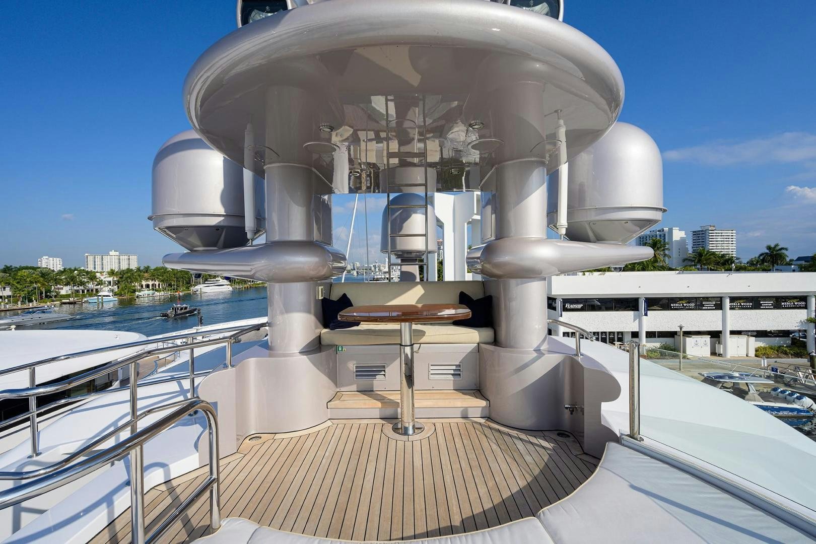 a large white building with a dome aboard STARSHIP Yacht for Sale