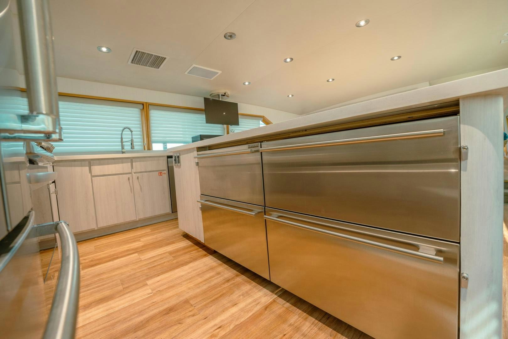a kitchen with a large oven aboard ALEXANDRA JANE Yacht for Sale