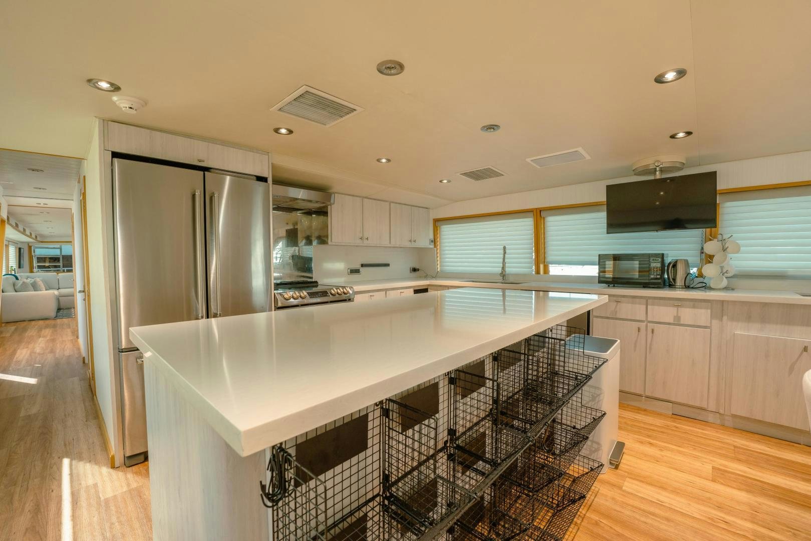 a kitchen with a bar and a bar aboard ALEXANDRA JANE Yacht for Sale