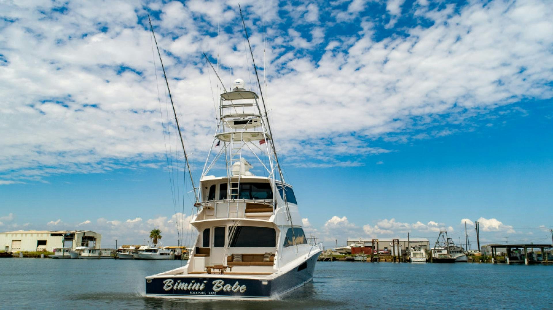 a boat in the water aboard Bimini Babe Yacht for Sale