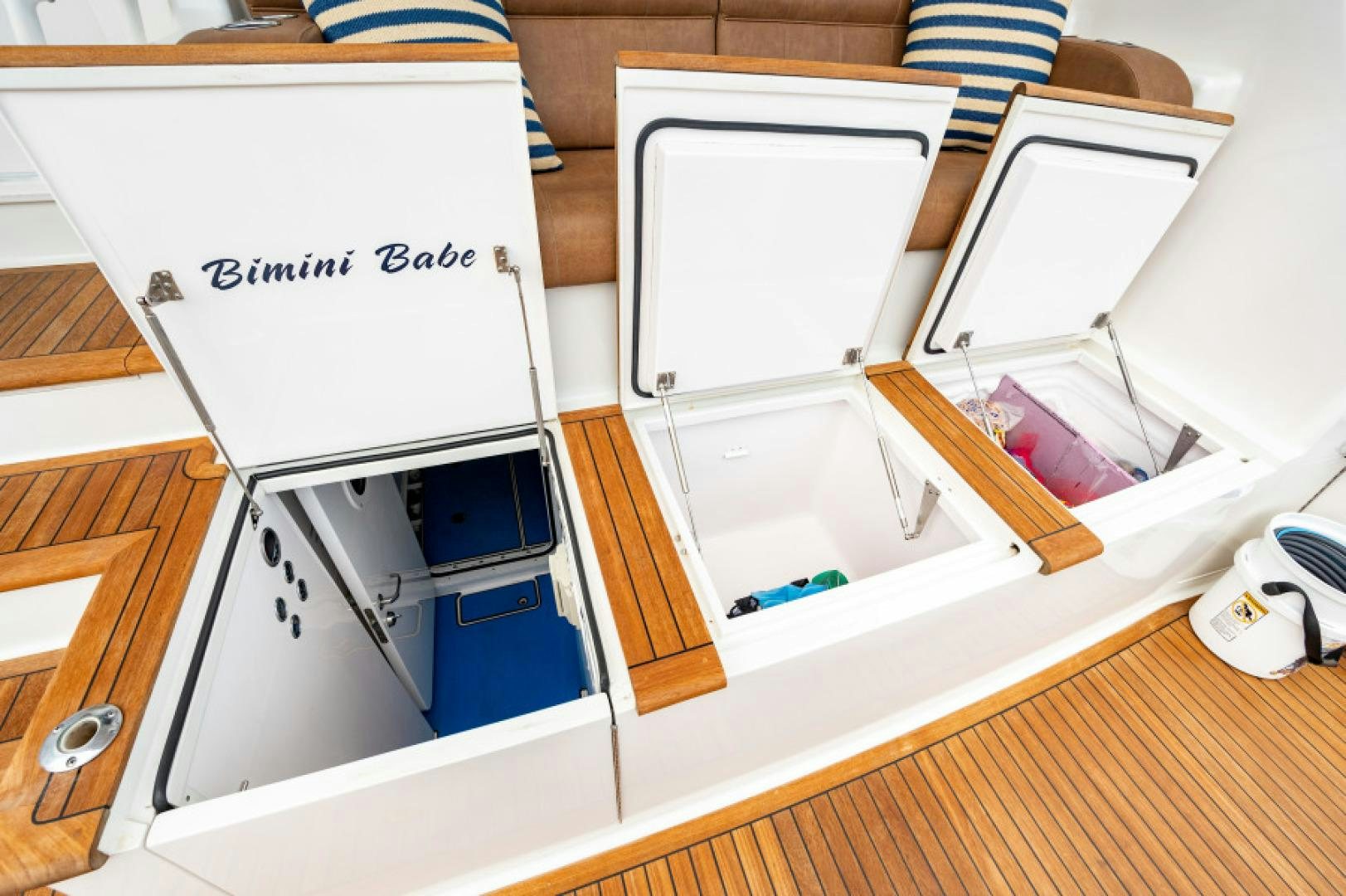 a close-up of a sewing machine aboard Bimini Babe Yacht for Sale