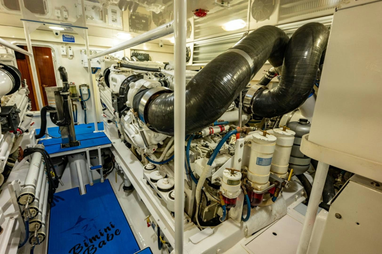 a large metal machine aboard Bimini Babe Yacht for Sale