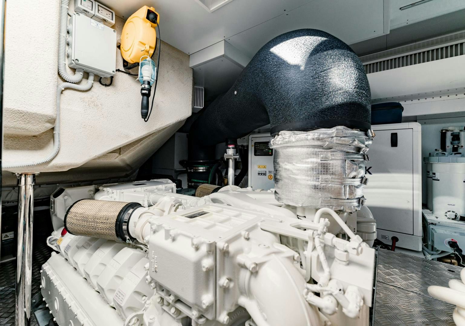 a person in a protective gear aboard BESO Yacht for Sale