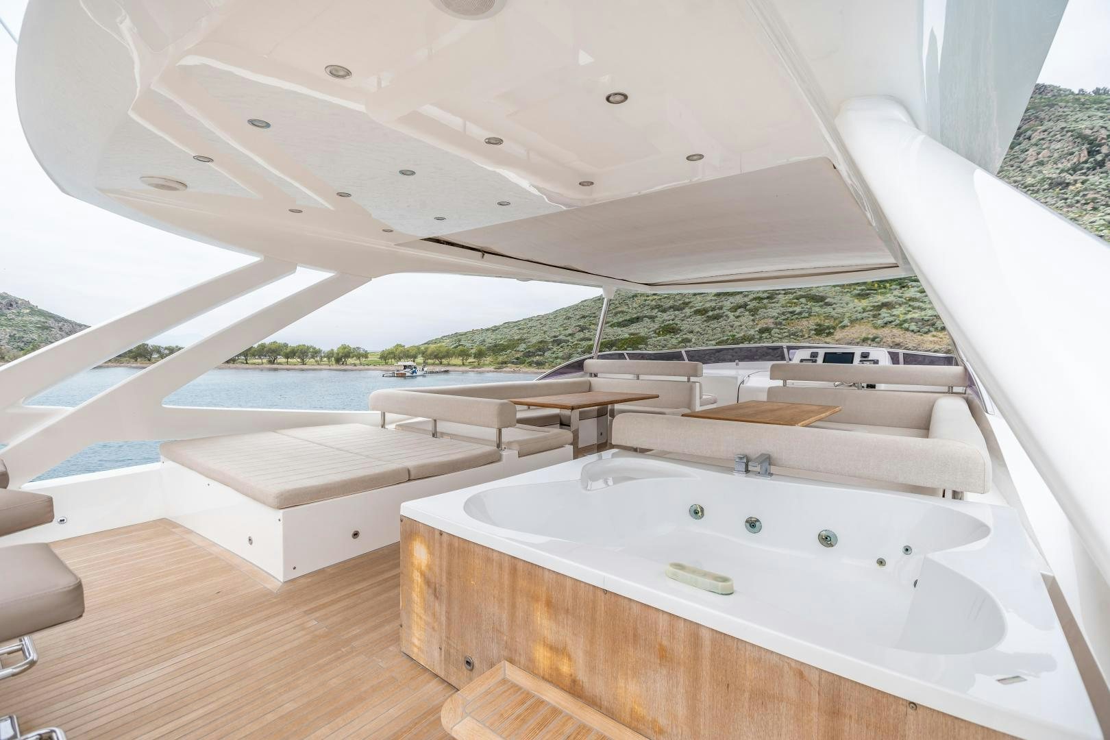 a room with a large white tub aboard VICTORY Yacht for Sale
