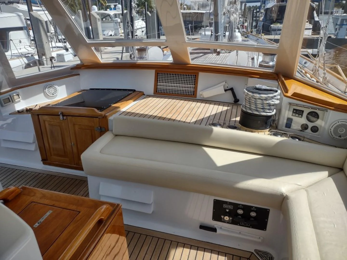 a white machine with a wooden surface aboard EAGLE'S NEST Yacht for Sale