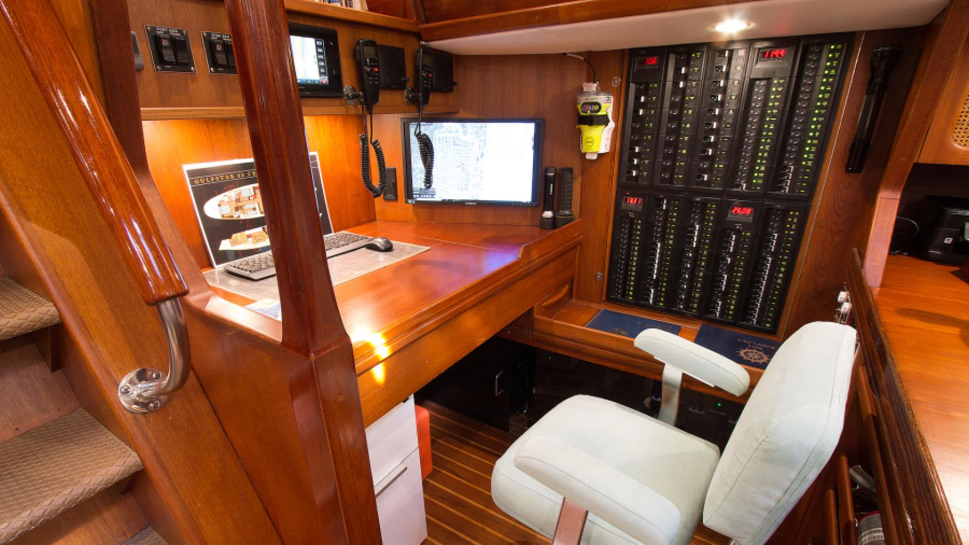 a piano in a room aboard EAGLE'S NEST Yacht for Sale