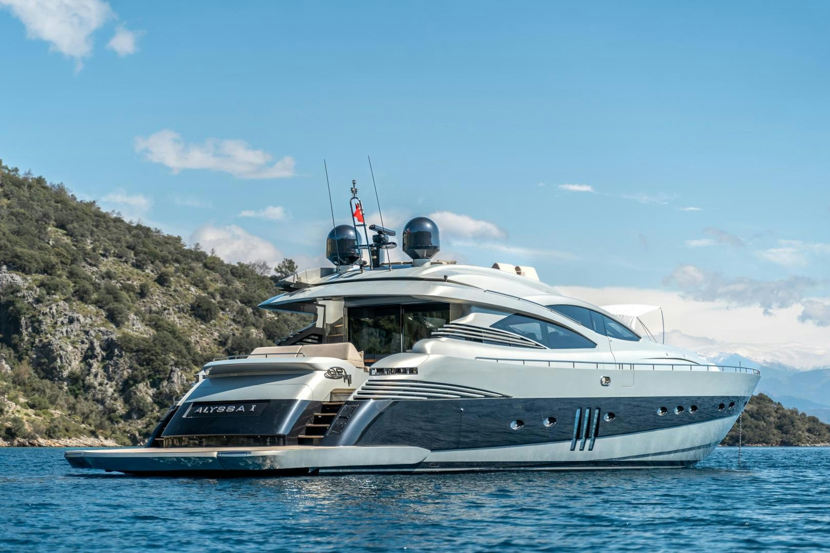 a boat on the water aboard ALYSSA 1 Yacht for Sale