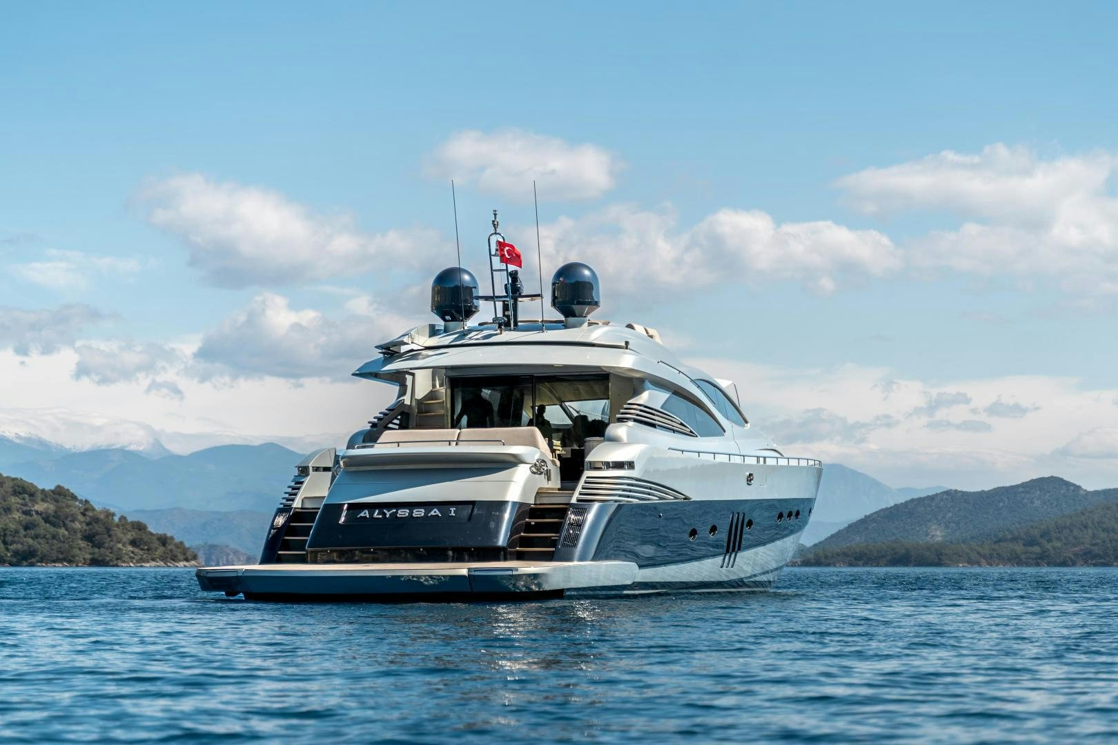 a boat on the water aboard ALYSSA 1 Yacht for Sale