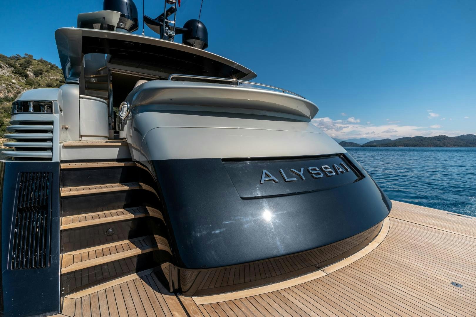 a boat on a dock aboard ALYSSA 1 Yacht for Sale