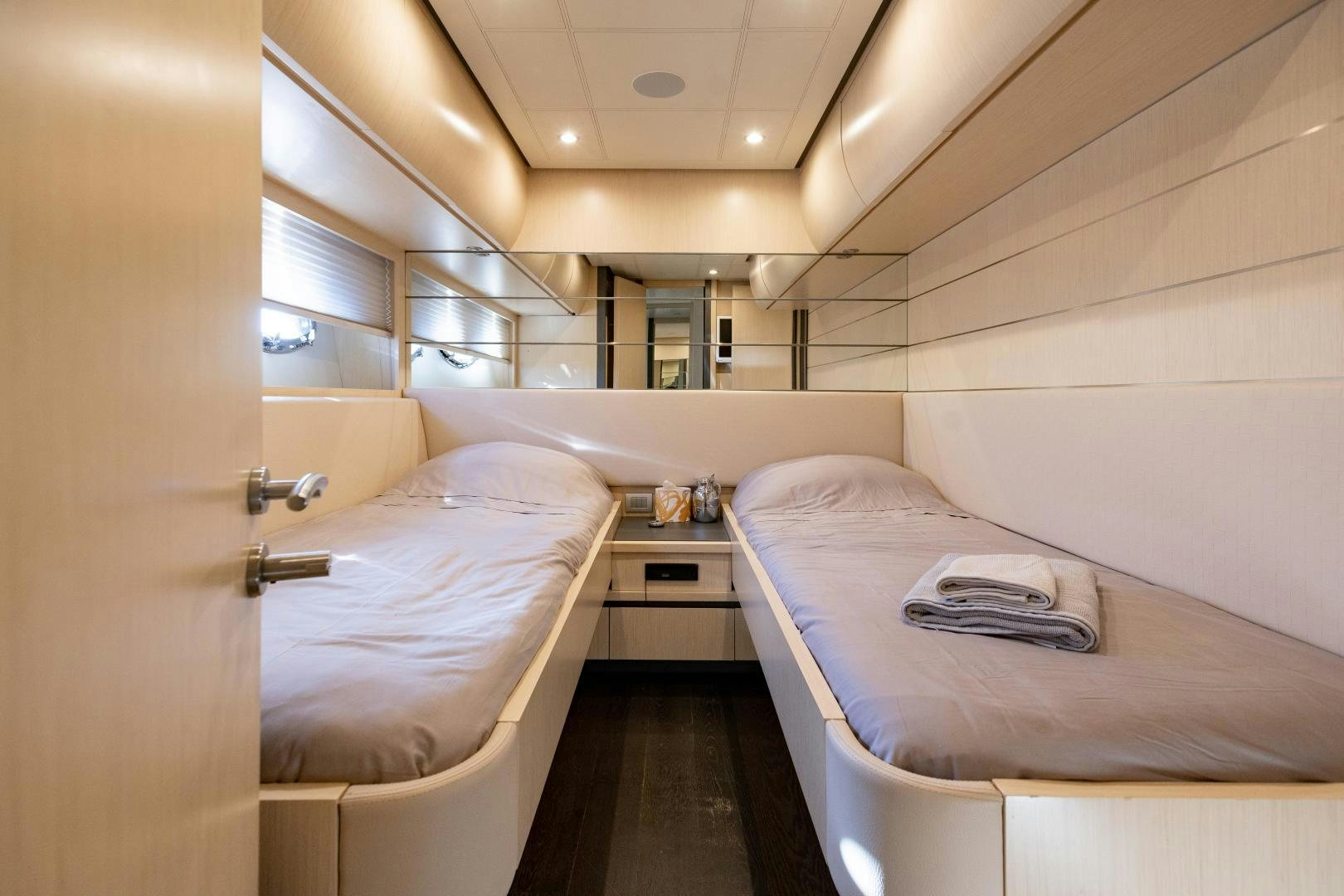 a couple of beds in a room aboard ALYSSA 1 Yacht for Sale
