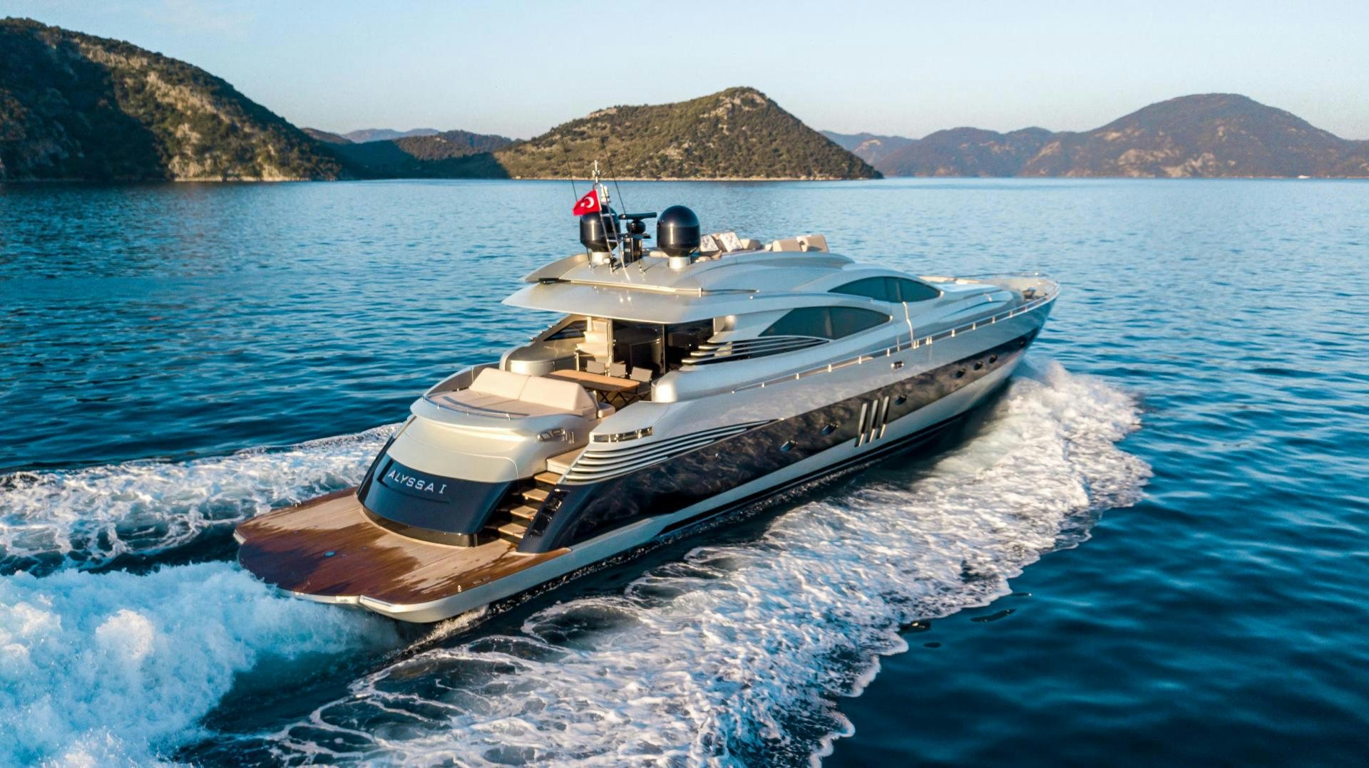 a boat on the water aboard ALYSSA 1 Yacht for Sale