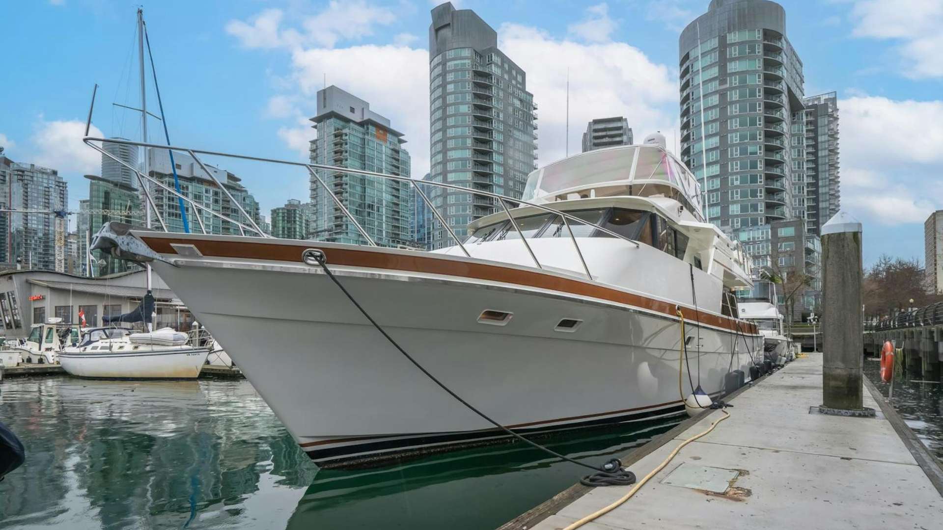 a boat is parked at a dock aboard PARAGON Yacht for Sale