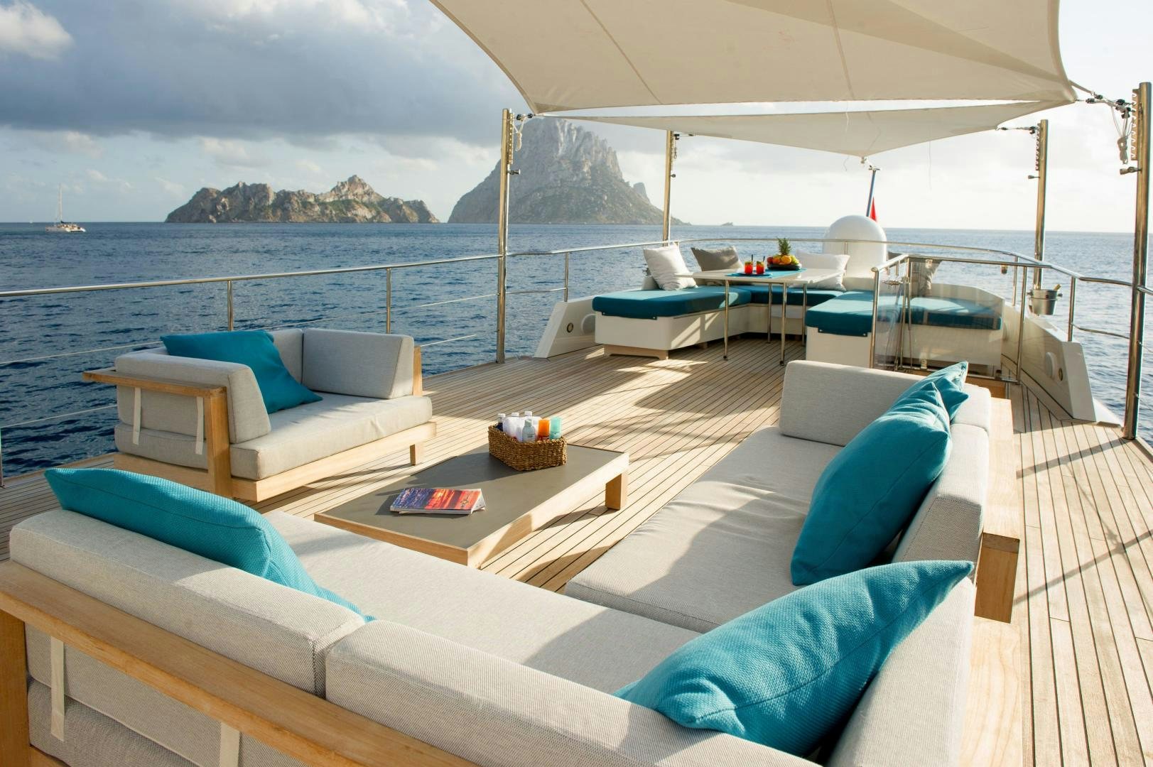 a large boat on the water aboard MONARA Yacht for Sale