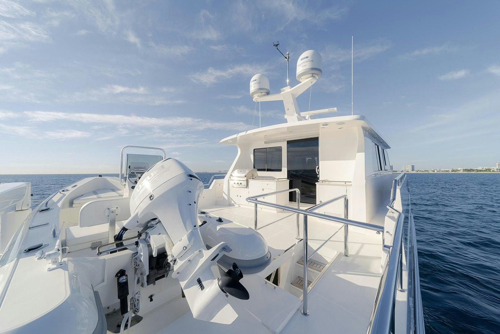a boat with a satellite dish on it aboard PARADISE Yacht for Sale
