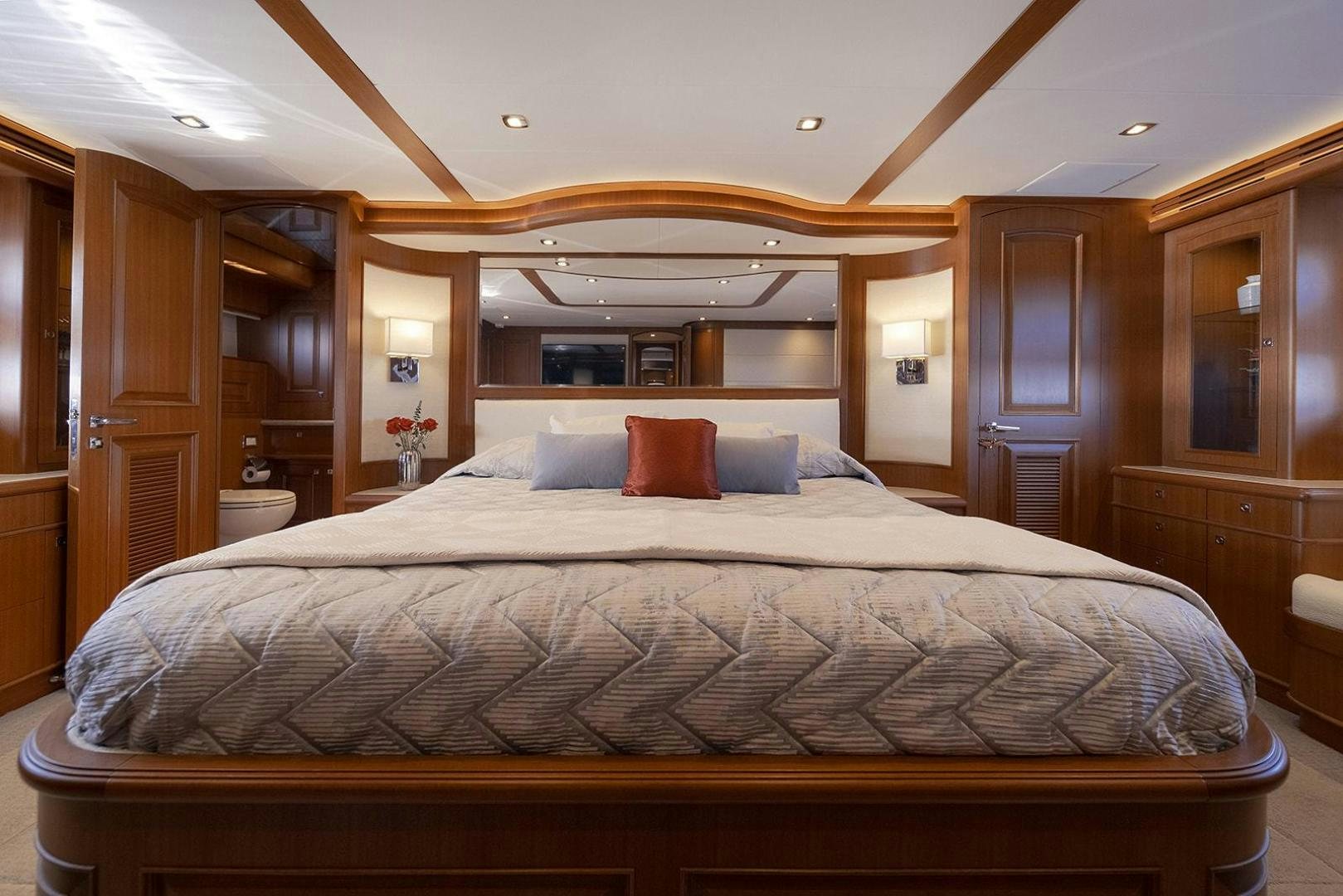 a large bed in a room aboard PARADISE Yacht for Sale