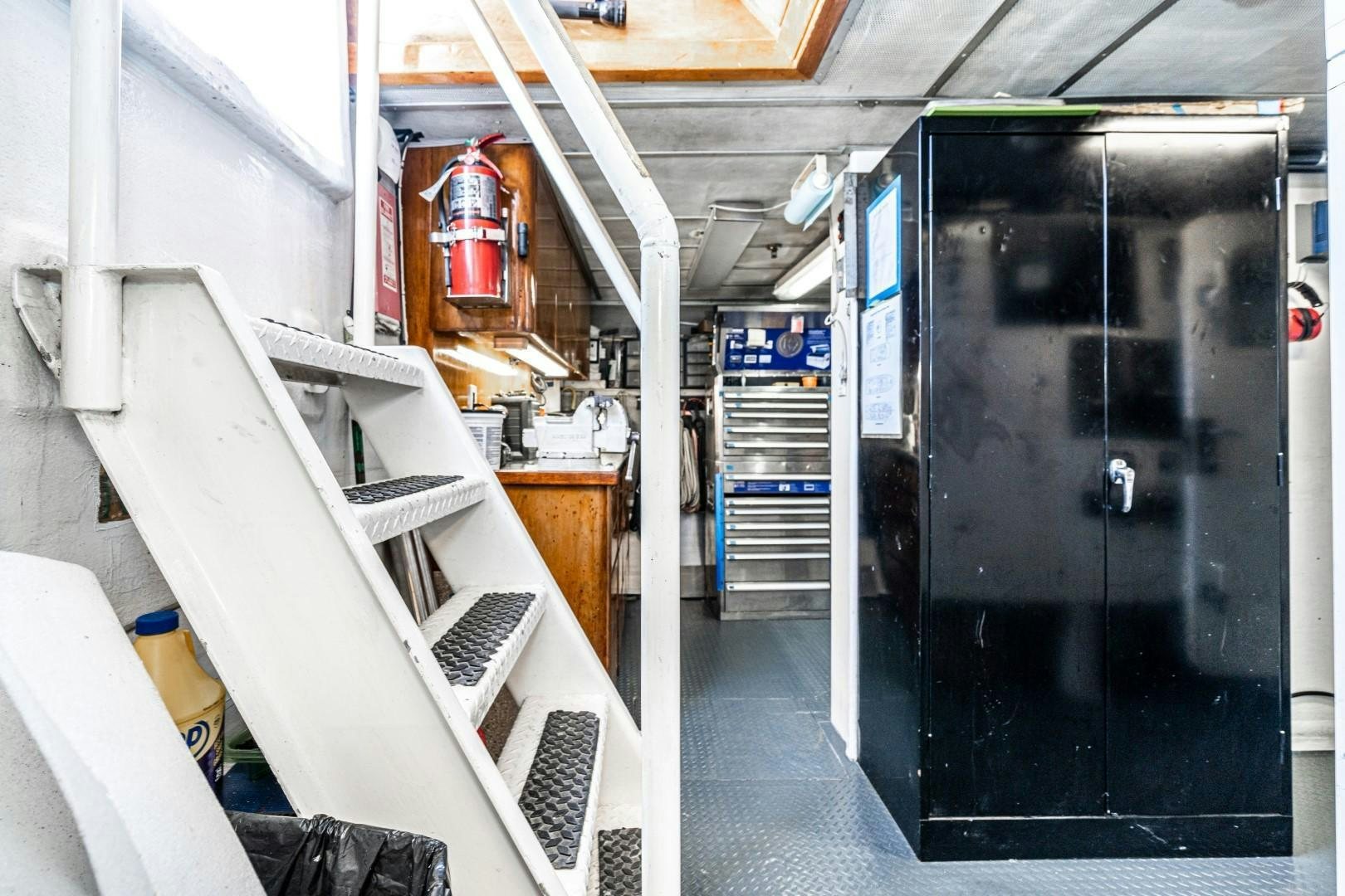 a room with a black door and a black door aboard AFTERGLOW Yacht for Sale