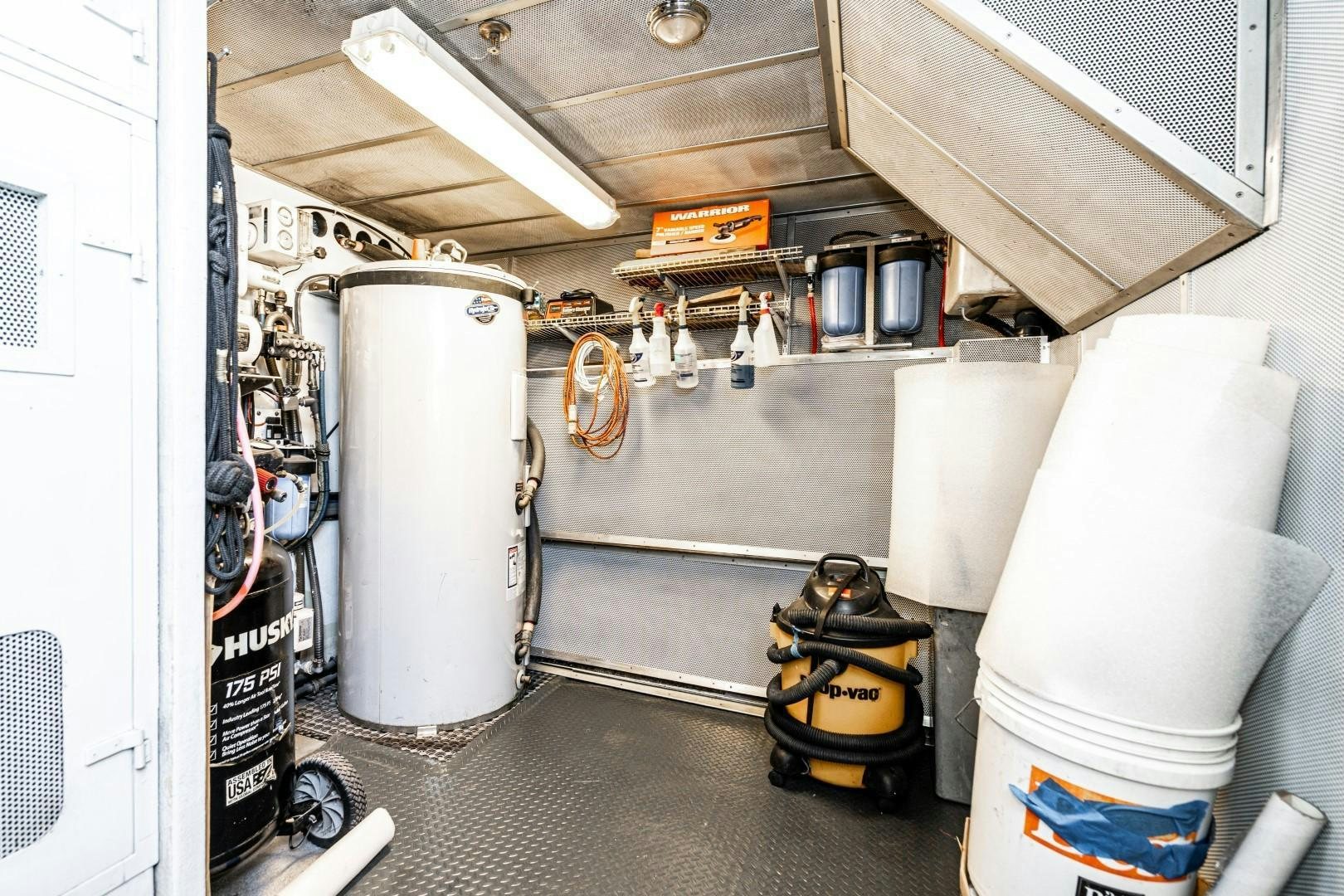 a room with a lot of equipment aboard AFTERGLOW Yacht for Sale