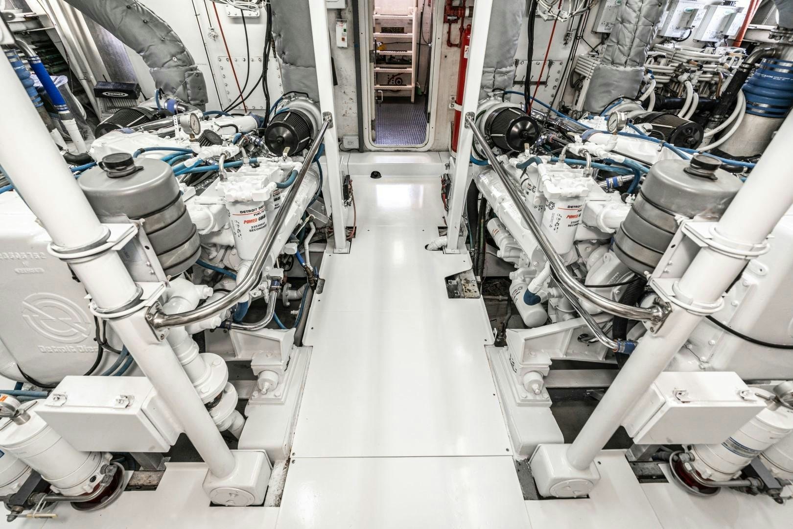 a room with several pipes aboard AFTERGLOW Yacht for Sale