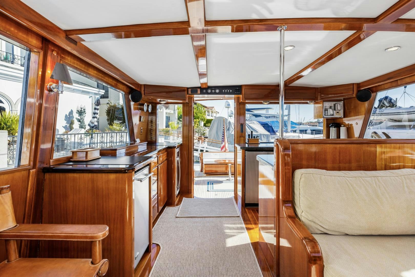 a train car with wood floors aboard SILVER OAK Yacht for Sale