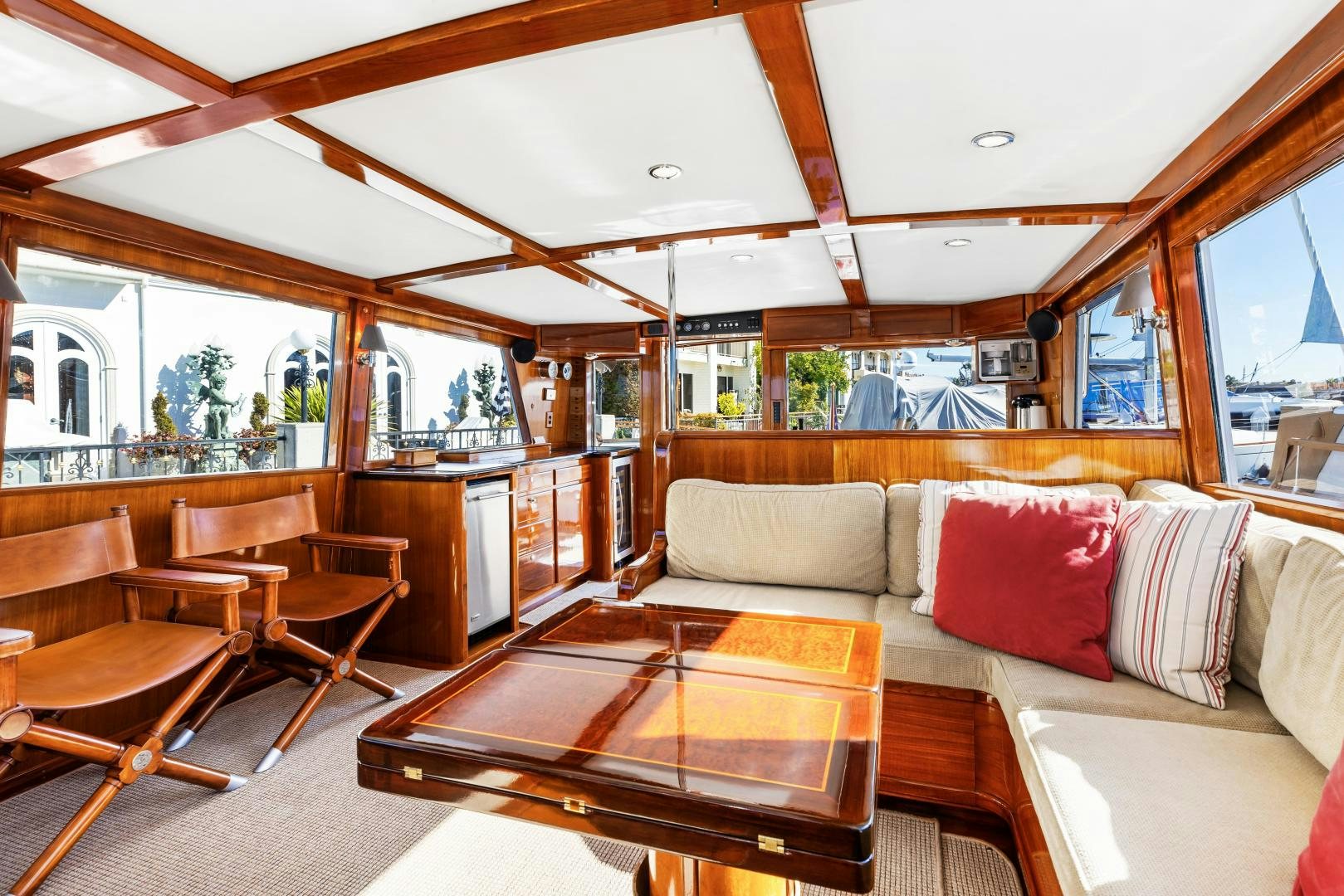 a living room with a couch and a table aboard SILVER OAK Yacht for Sale