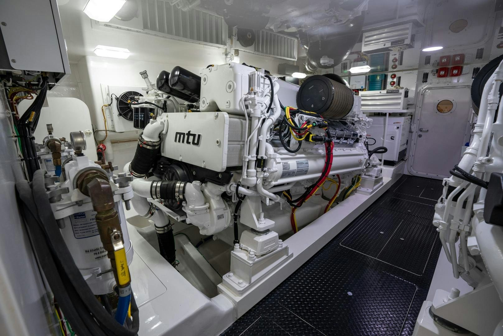 a machine in a room aboard Leslie Ann Yacht for Sale