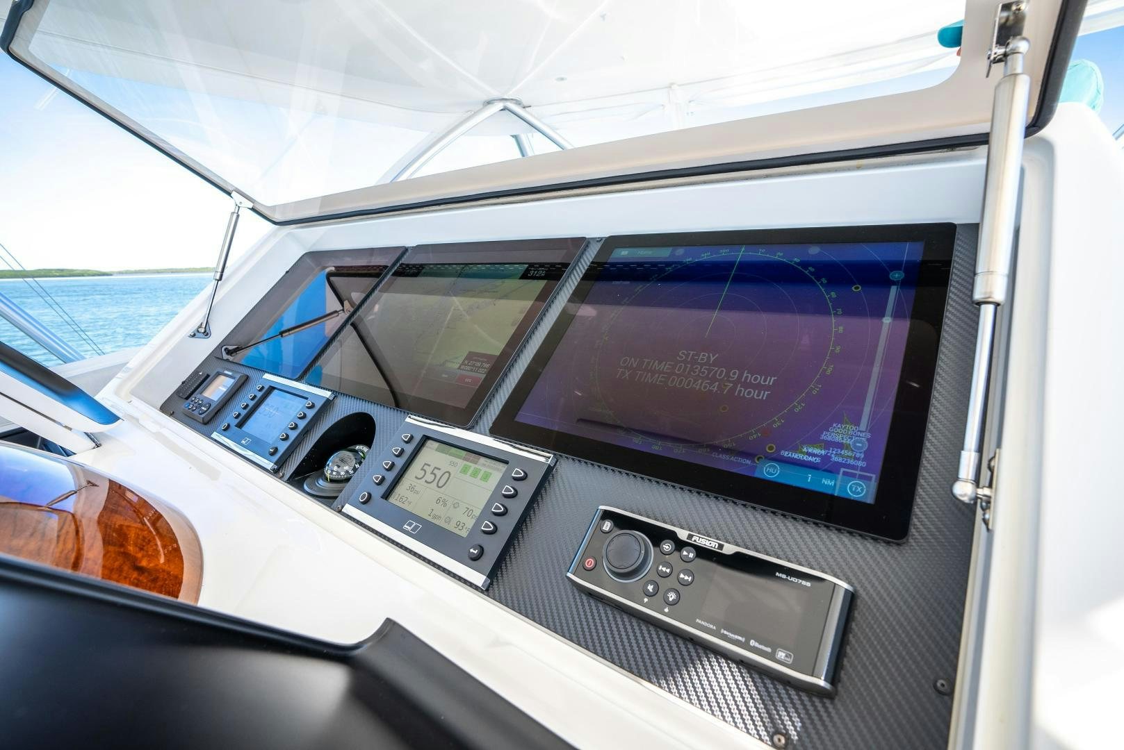 the inside of a car aboard Leslie Ann Yacht for Sale