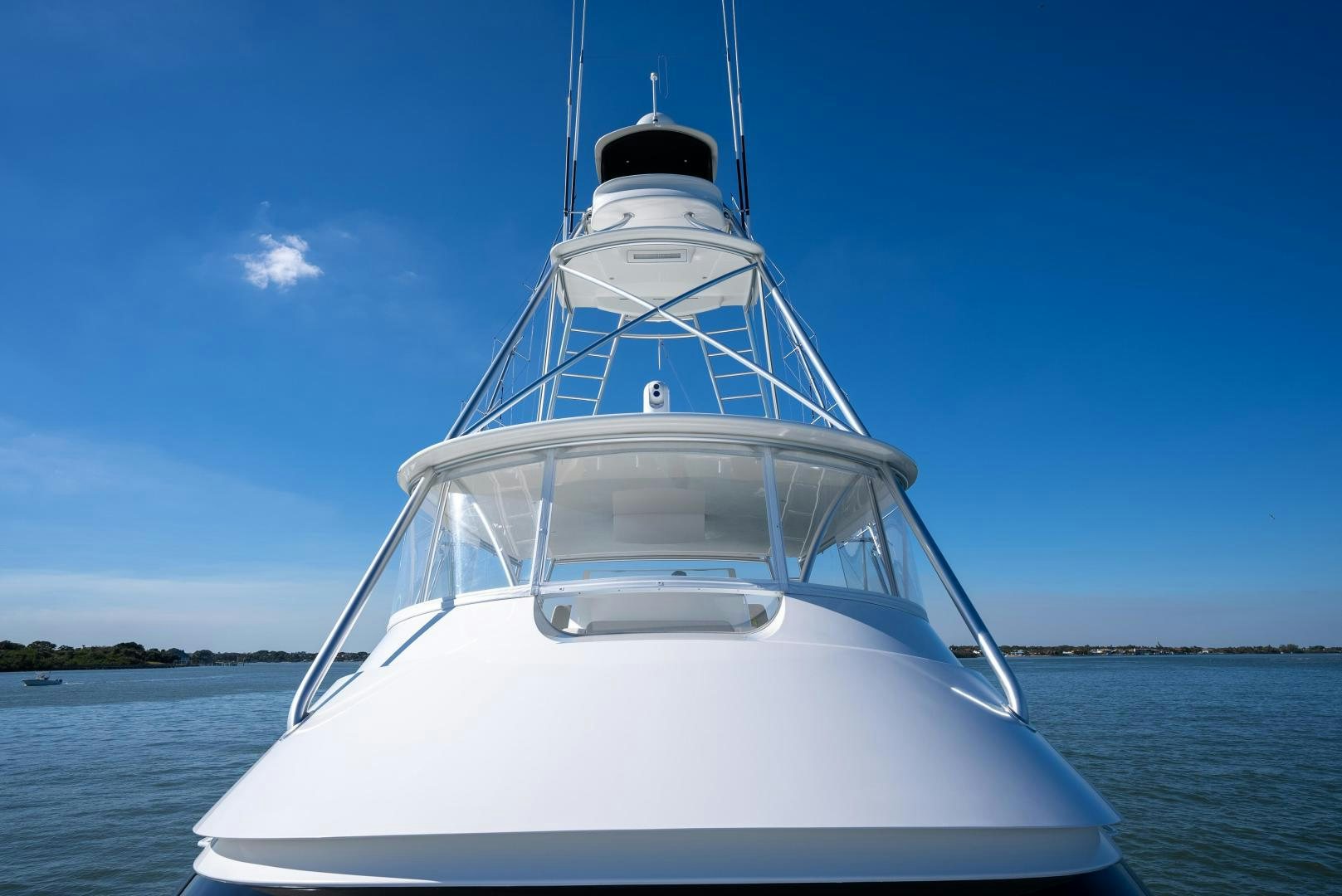 a white boat on the water aboard Leslie Ann Yacht for Sale