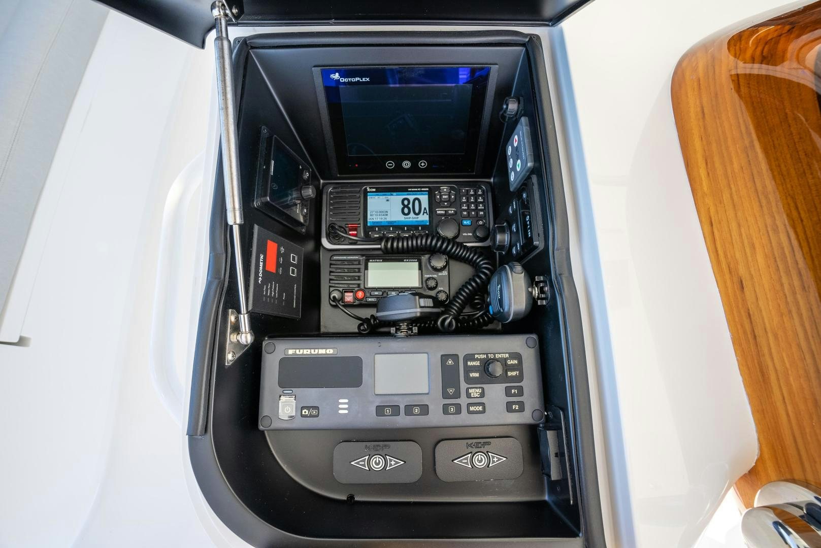 a black and silver car aboard Leslie Ann Yacht for Sale